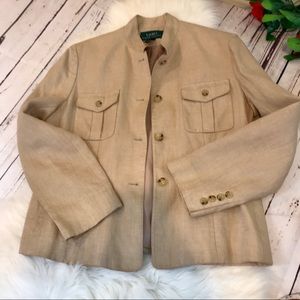 Lauren Ralph Lauren size 12 tan linen blazer